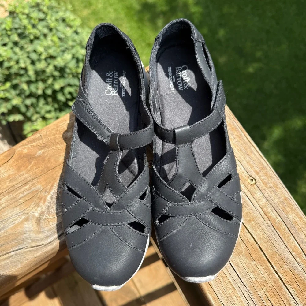 Croft & Barrow Silverbell Mary Jane‎ Sneakers Womens 9 Black Excellent Strappy